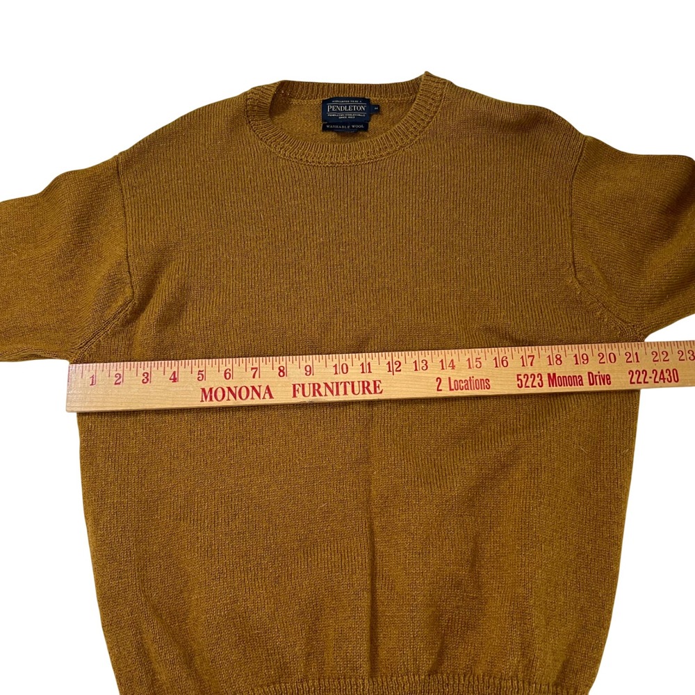 Pendleton Mens Washable Wool Crewneck Sweater Mustard Yellow Ochre Size M - Picture 3 of 6